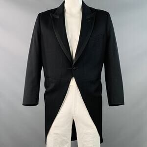 FAVOURBROOK Size 46 Black Wool Peak Lapel Morning Coat